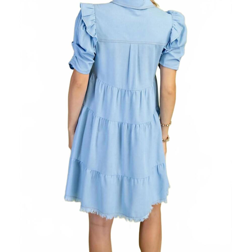 NEW GIGIO linen button up shirt dress in light blue - Picture 2 of 2